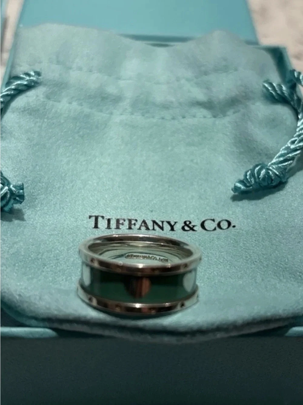 Tiffany & Co. heart enamel ring size 7